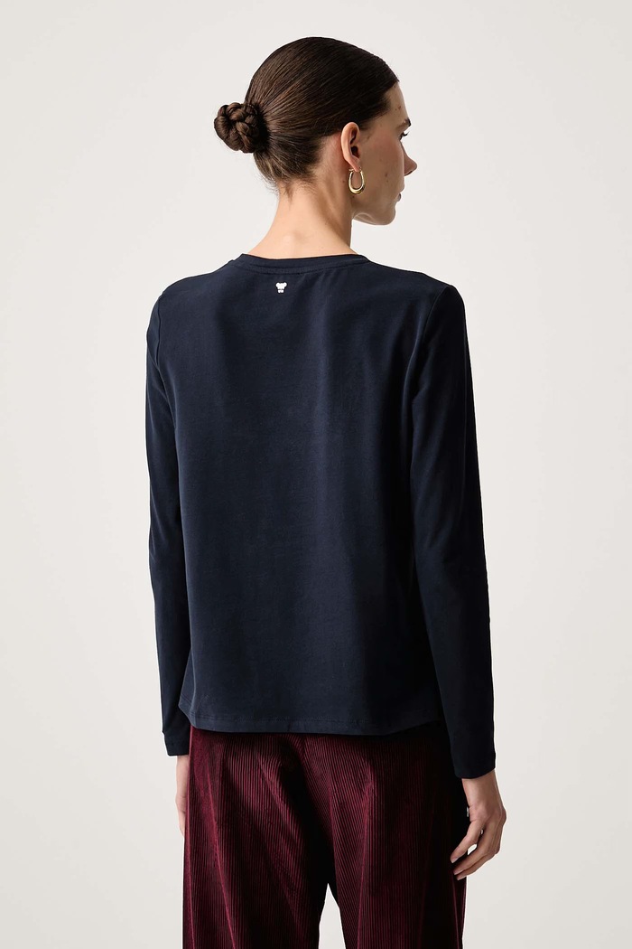 Odzież Weekend Max Mara Longsleeve damski bawełniany z elastanem WKDCESTINO 2625946042600 granatowy