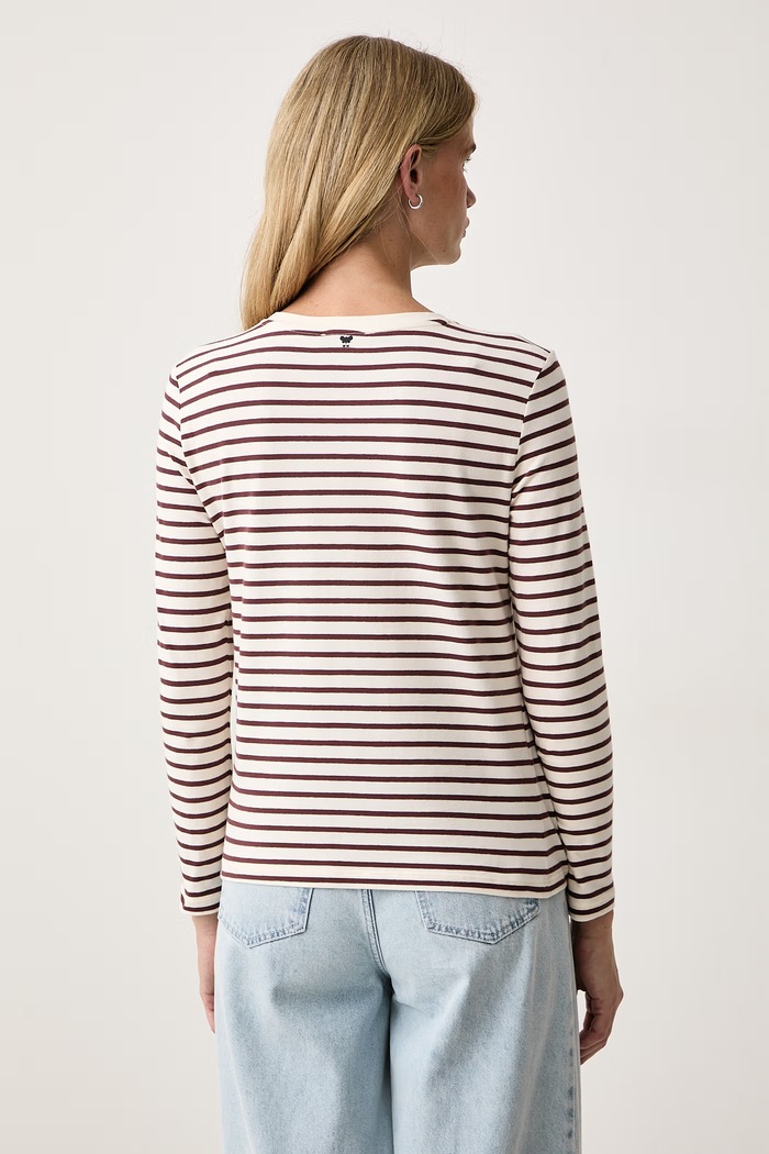 Odzież Weekend Max Mara Longsleeve damski bawełniany z elastanem WKDCESTINO 2625946042600 bordowy