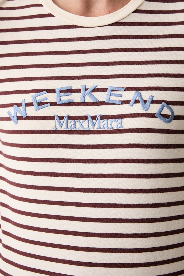 Longsleeve damski bawełniany z elastanem WKDCESTINO Weekend Max Mara bordowy 2625946042600