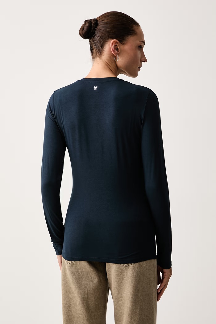 Odzież Weekend Max Mara Longsleeve damski z wiskozy WKDMULTIE 2625946032600 granatowy