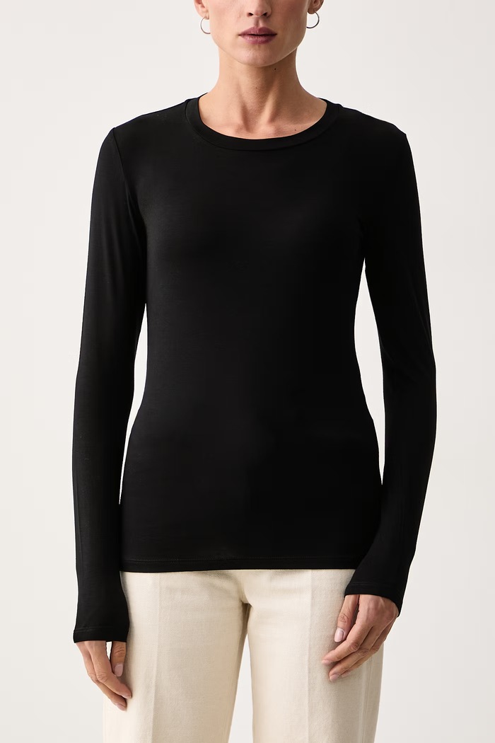 Longsleeve damski z wiskozą WKDMULTIE Weekend Max Mara 2625946032600 czarny