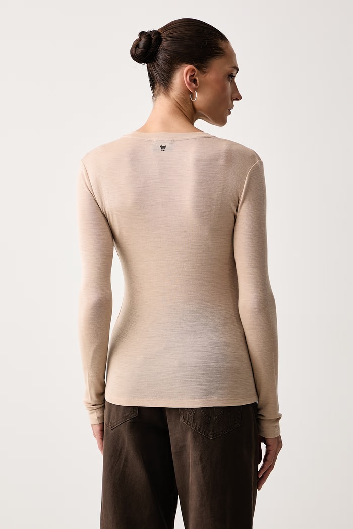 Odzież Weekend Max Mara Longsleeve damski z wełną WKDPATTO 2625946022600 beżowy