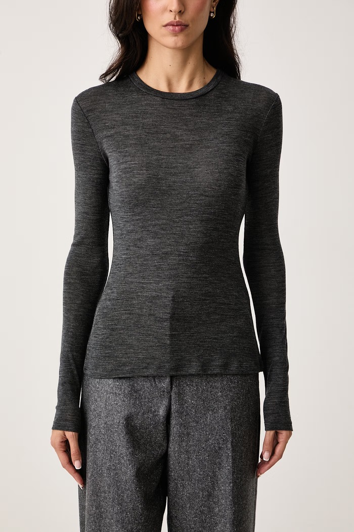 Longsleeve damski z wełną WKDPATTO Weekend Max Mara 2625946022600 szary