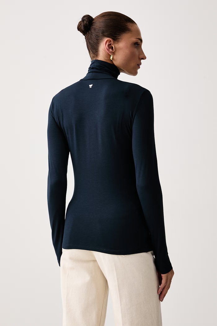 Odzież Weekend Max Mara Longsleeve damski z wiskozą WKDMULTIF 2625946012600 granatowy