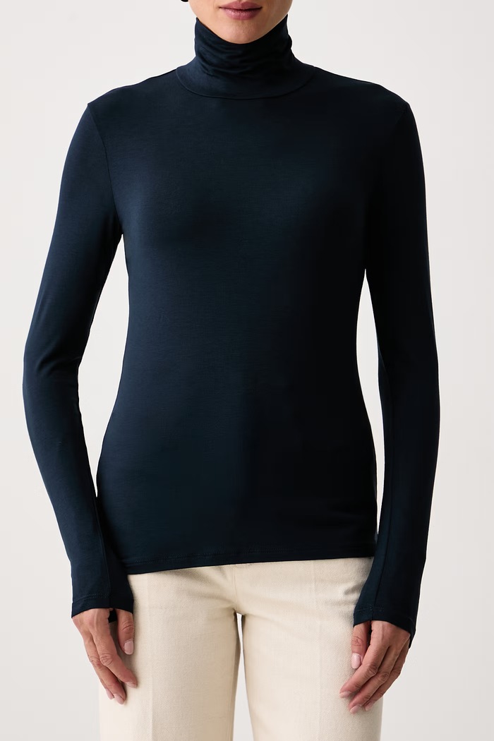 Longsleeve damski z wiskozą WKDMULTIF Weekend Max Mara 2625946012600 granatowy