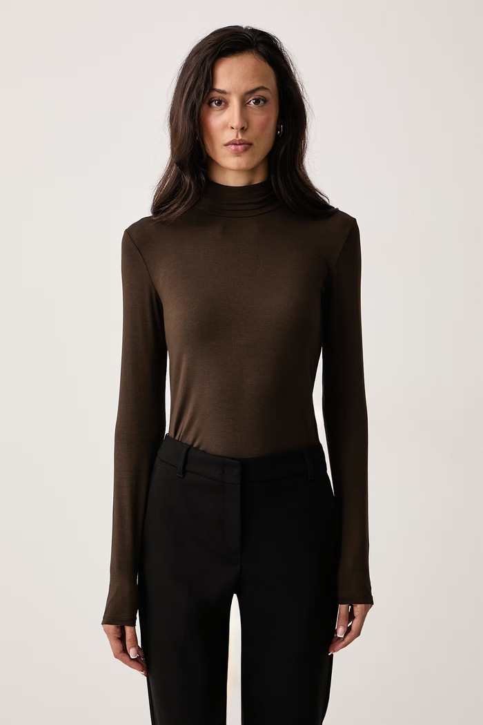 Weekend Max Mara Longsleeve damski z wiskozą WKDMULTIF brązowy 2625946012600