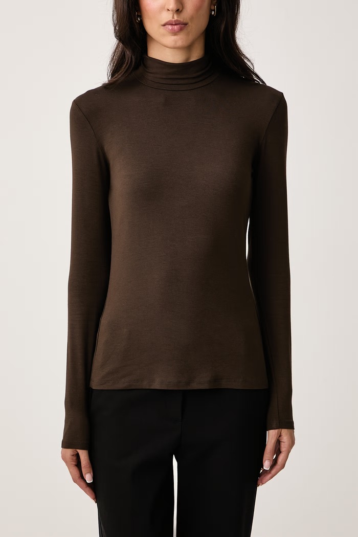 Longsleeve damski z wiskozą WKDMULTIF Weekend Max Mara 2625946012600 brązowy