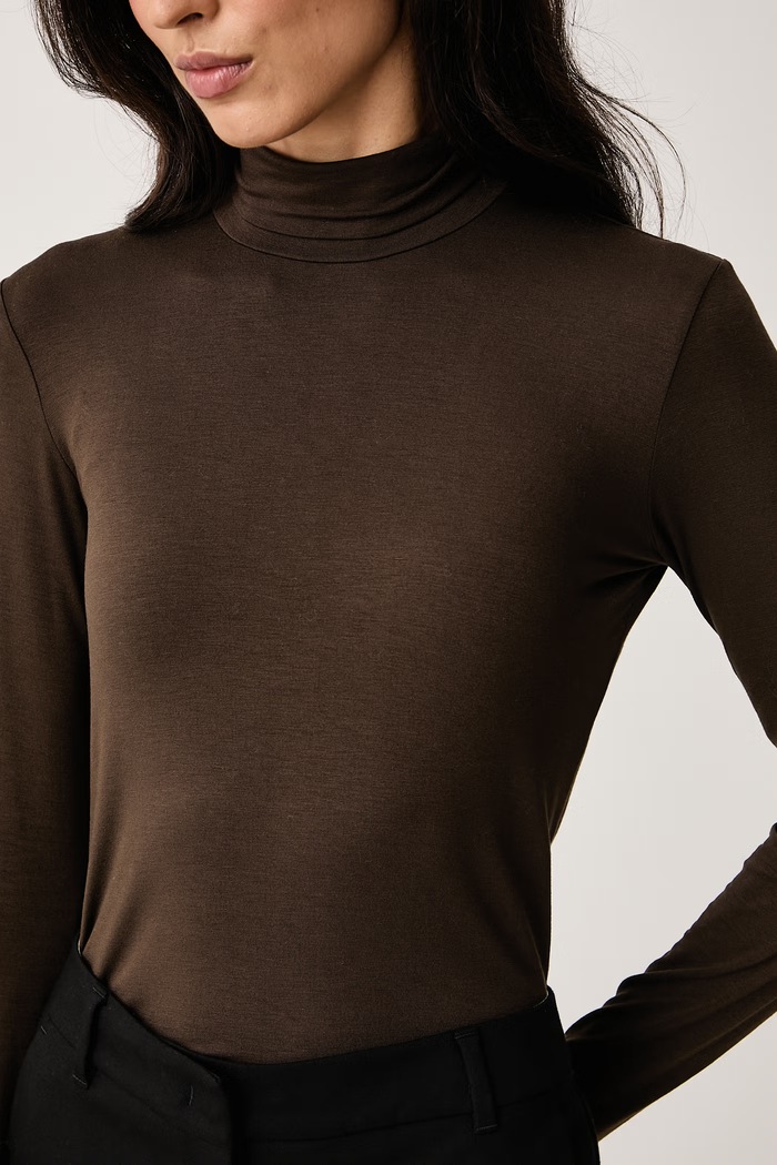 Longsleeve damski z wiskozą WKDMULTIF Weekend Max Mara brązowy 2625946012600