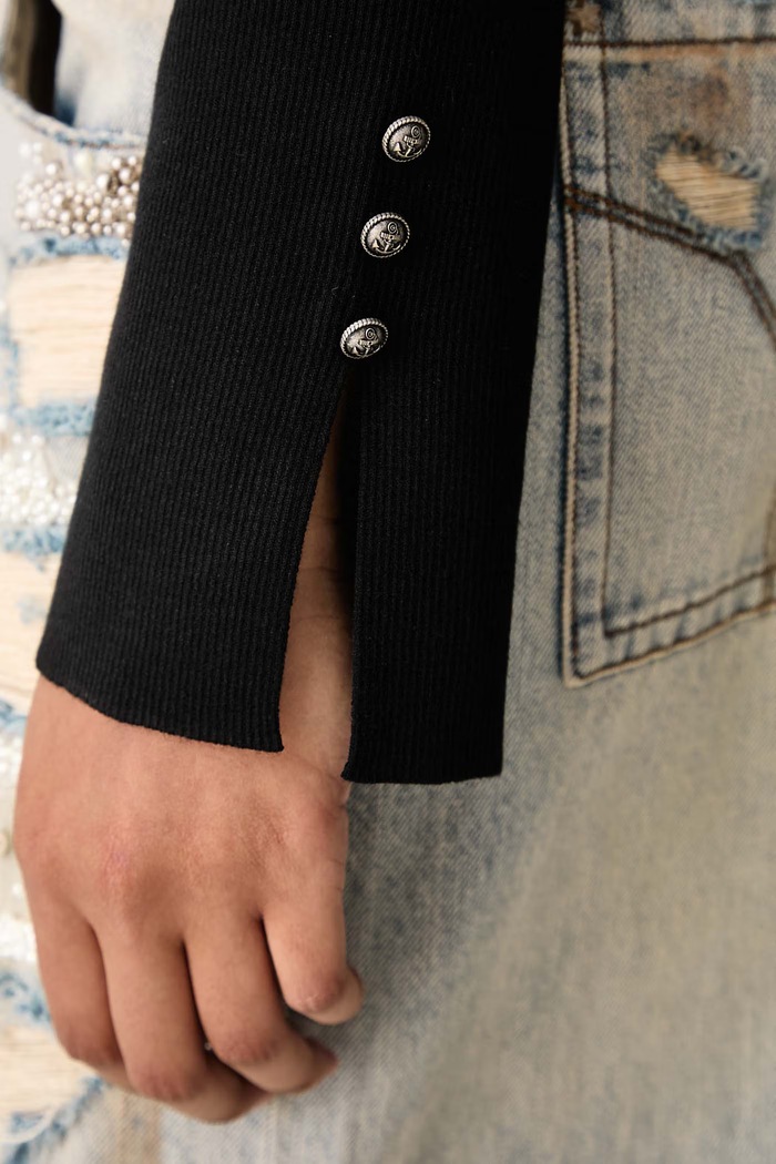 Sweter damski z dodatkiem jedwabiu Miss Sixty czarny 6M3RJ02300
