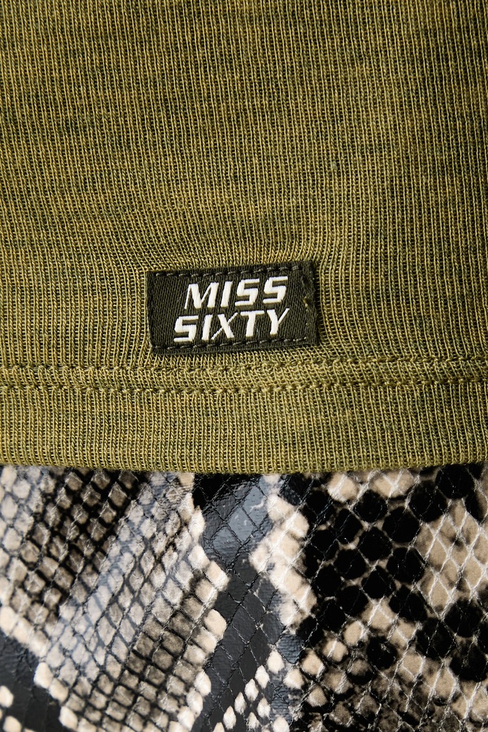 Longsleeve damski z dodatkiem wełny Miss Sixty zielony 6M3SJ16100