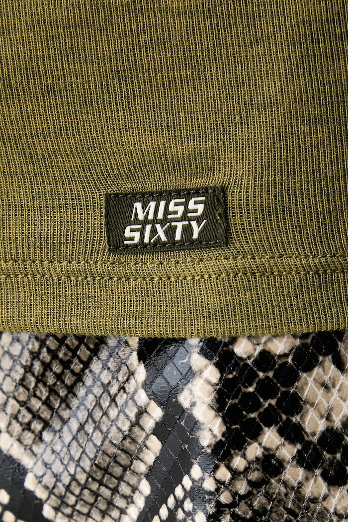 Longsleeve damski z dodatkiem wełny Miss Sixty zielony 6M3SJ16100