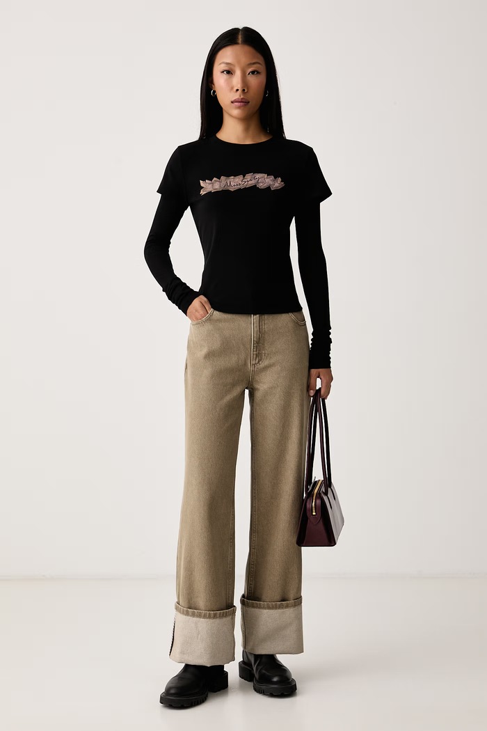 Miss Sixty Longsleeve damski z bawełną 6M3SJ15800 czarny AW26