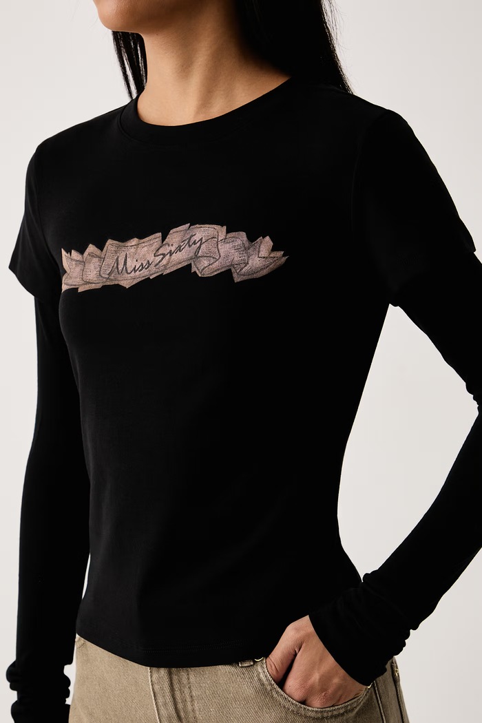 Longsleeve damski z bawełną Miss Sixty 6M3SJ15800 czarny