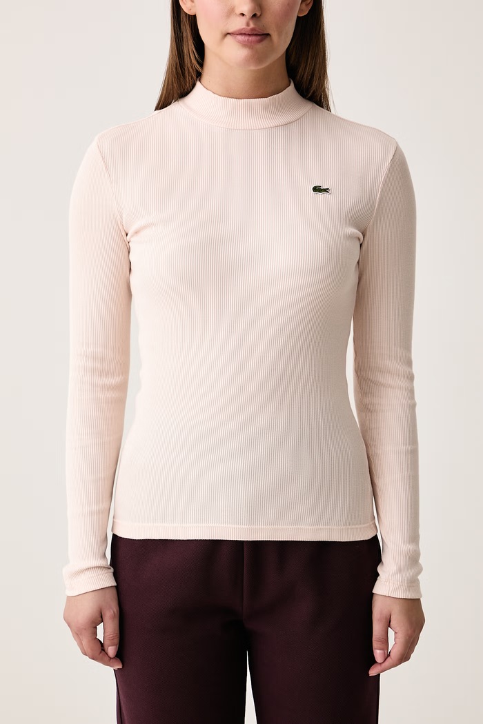 Longsleeve damski bawełniany Lacoste TF3164 różowy