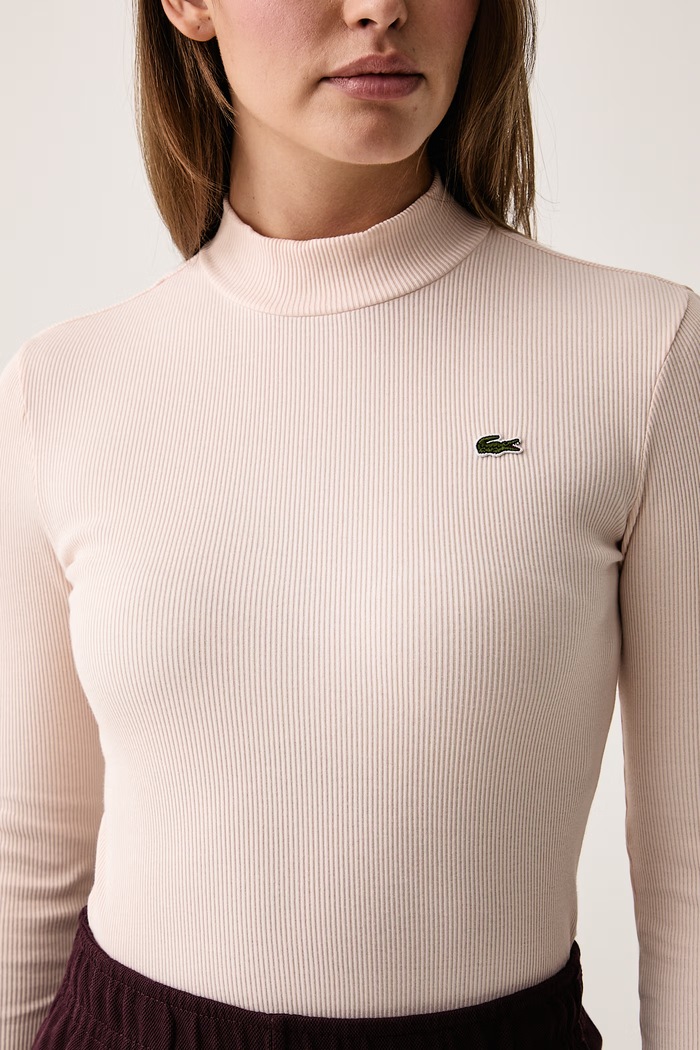 Longsleeve damski bawełniany Lacoste różowy TF3164
