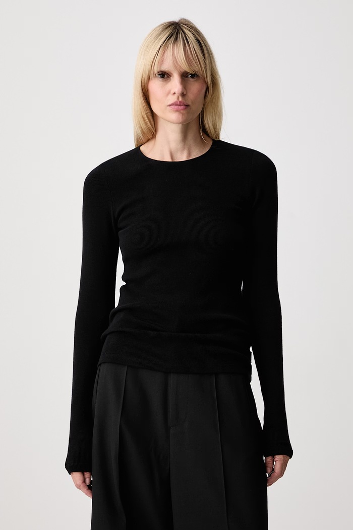 MM6 Maison Margiela longsleeve damski z wełną czarny S52NH0042.M20122