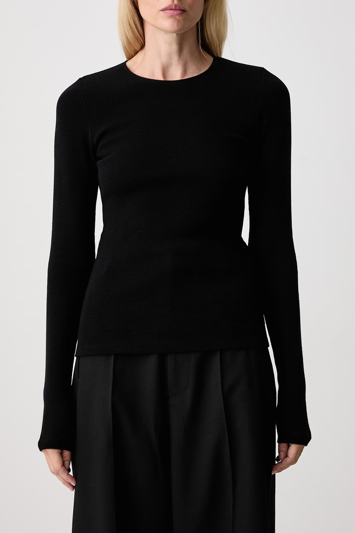 MM6 Maison Margiela longsleeve damski z wełną S52NH0042.M20122 czarny