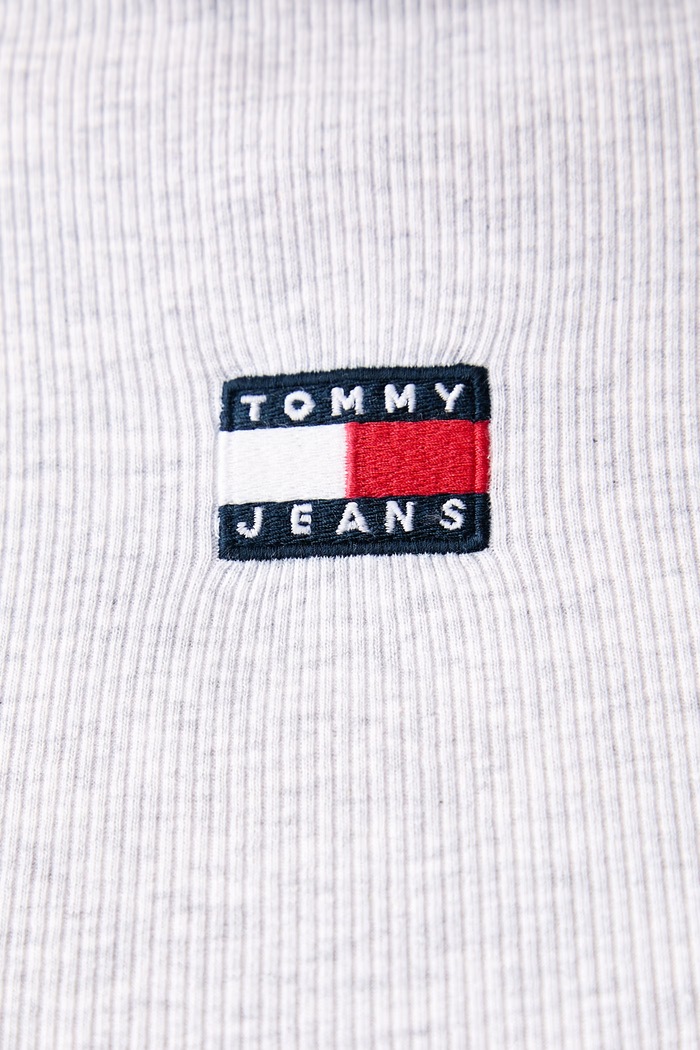 Longsleeve damski bawełniany z elastanem Tommy Jeans szary DW0DW23251