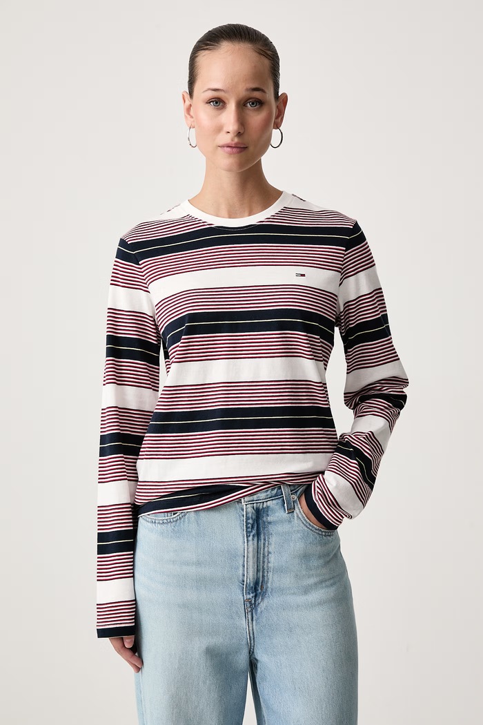 Tommy Jeans Longsleeve damski bawełniany beżowy DW0DW23562