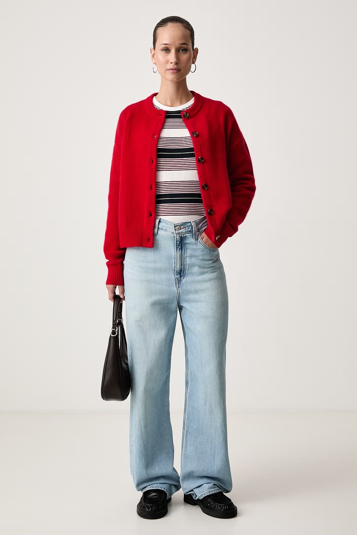 Tommy Jeans Longsleeve damski bawełniany DW0DW23562 beżowy AW26