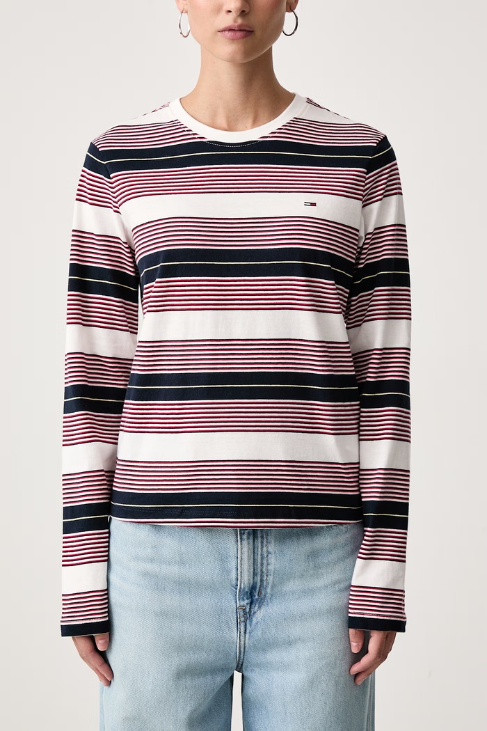 Longsleeve damski bawełniany Tommy Jeans DW0DW23562 beżowy