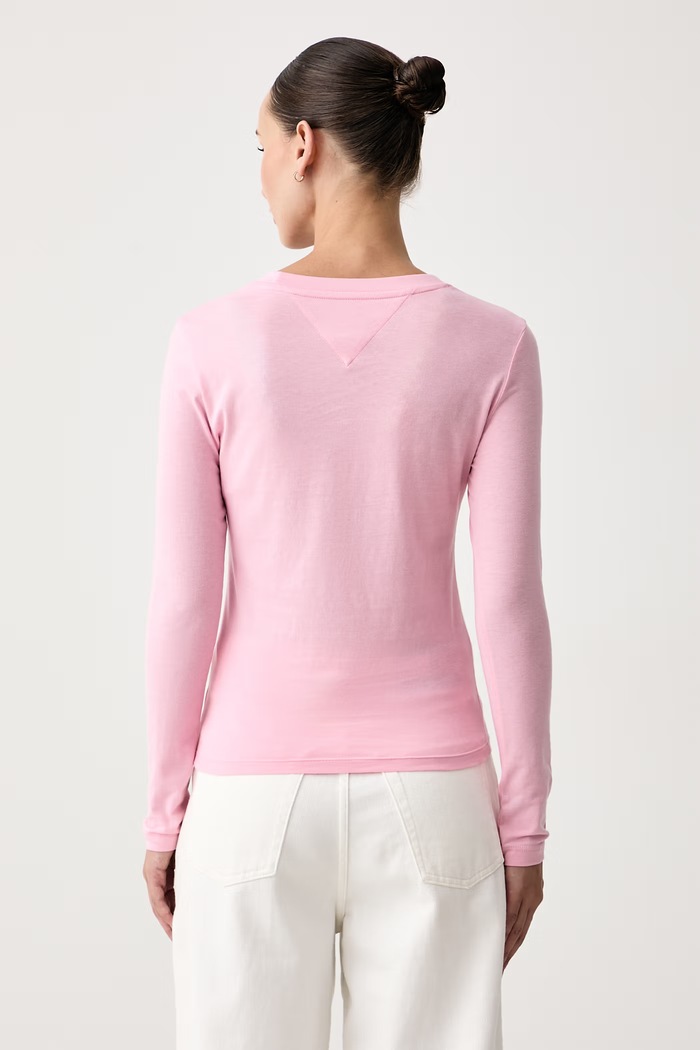Odzież Tommy Jeans Longsleeve damski z bawełną DW0DW23248 różowy
