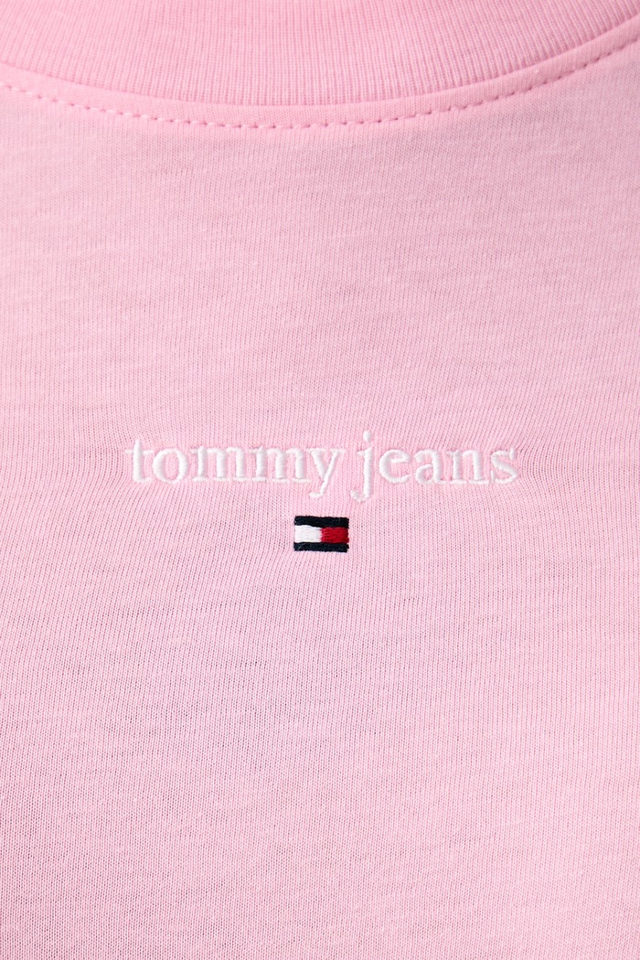 Longsleeve damski z bawełną Tommy Jeans różowy DW0DW23248