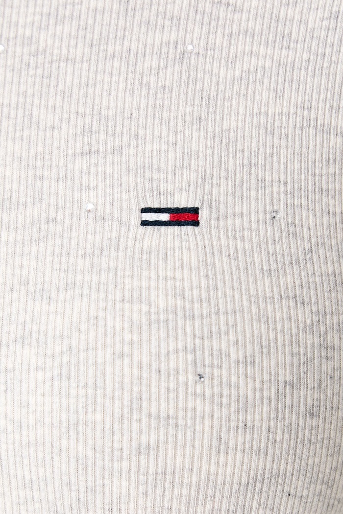 Longsleeve damski z bawełną Tommy Jeans szary DW0DW23524