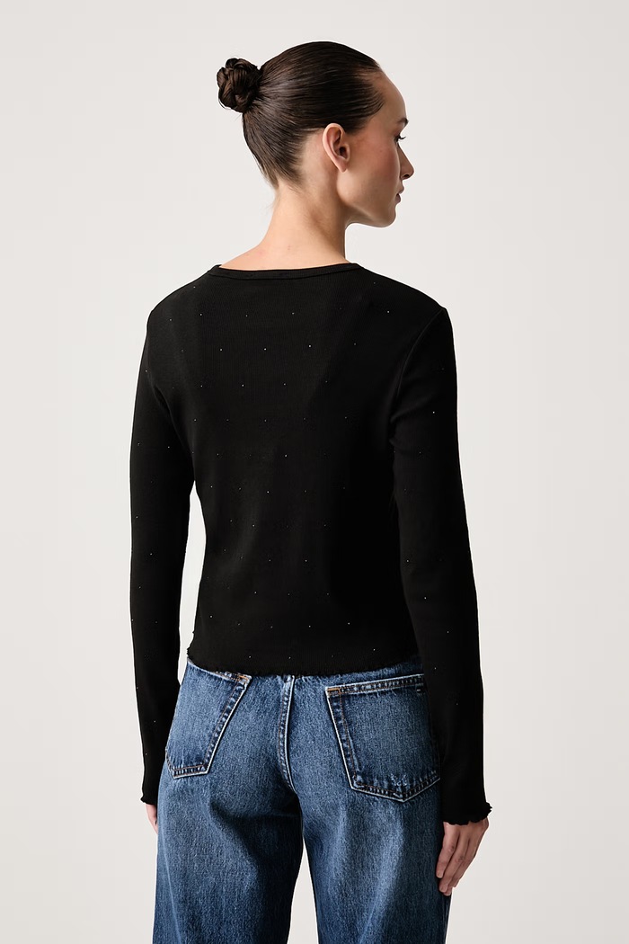 Abbigliamento Tommy Jeans A maniche lunghe da donna con cotone DW0DW23524 nero