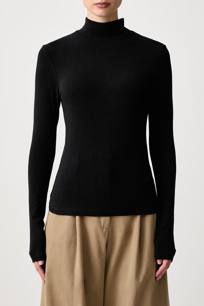 Longsleeve damski z wełną Tommy Hilfiger WW0WW52361 czarny