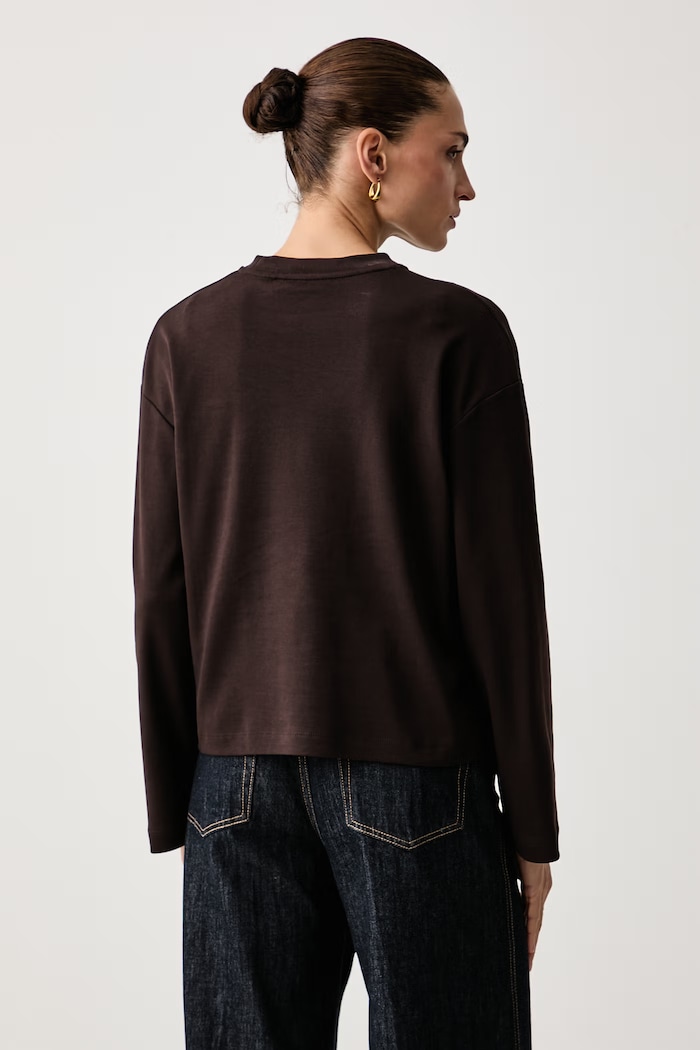 Odzież Tommy Hilfiger Longsleeve damski bawełniany WW0WW51740 brązowy