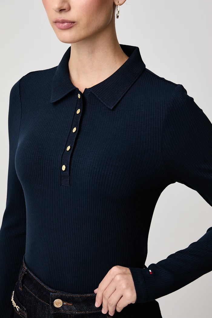 Μακρυμάνικο γυναικείο με βισκόζη Tommy Hilfiger WW0WW51731 σκούρο μπλε