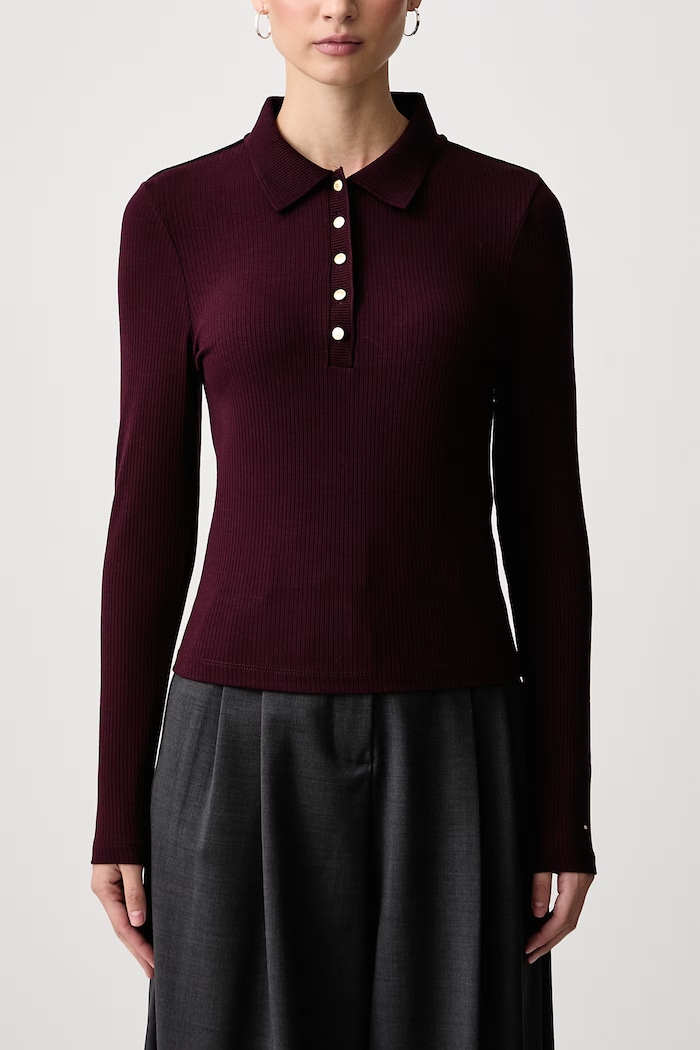 Μακρυμάνικο γυναικείο με βισκόζη Tommy Hilfiger WW0WW51731 μπορντό