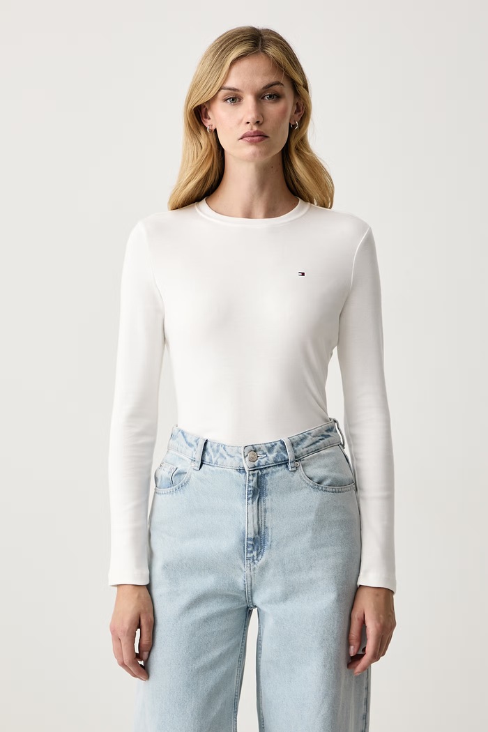 Tommy Hilfiger Majica dugih rukava ženska pamučna bež WW0WW53689