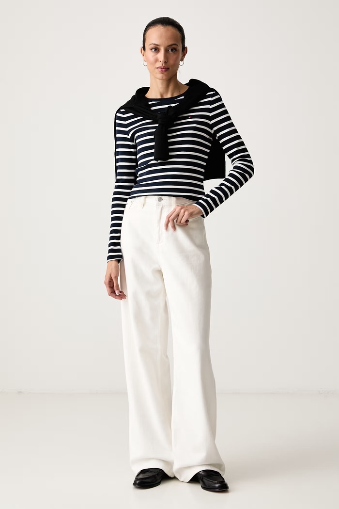 Tommy Hilfiger Longsleeve damski bawełniany WW0WW53689 granatowy AW26