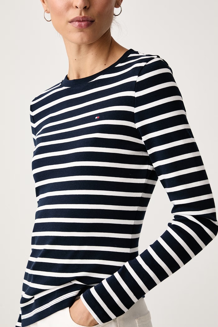 Longsleeve damski bawełniany Tommy Hilfiger WW0WW53689 granatowy