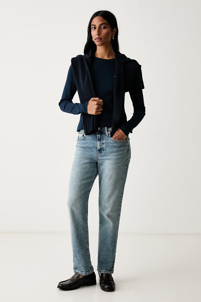 Tommy Hilfiger Majica dugih rukava ženska pamučna WW0WW53689 mornarsko plava AW26