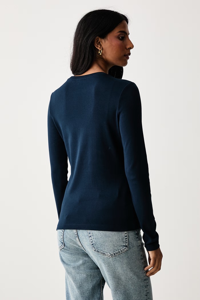 Odjeća Tommy Hilfiger Majica dugih rukava ženska pamučna WW0WW53689 mornarsko plava