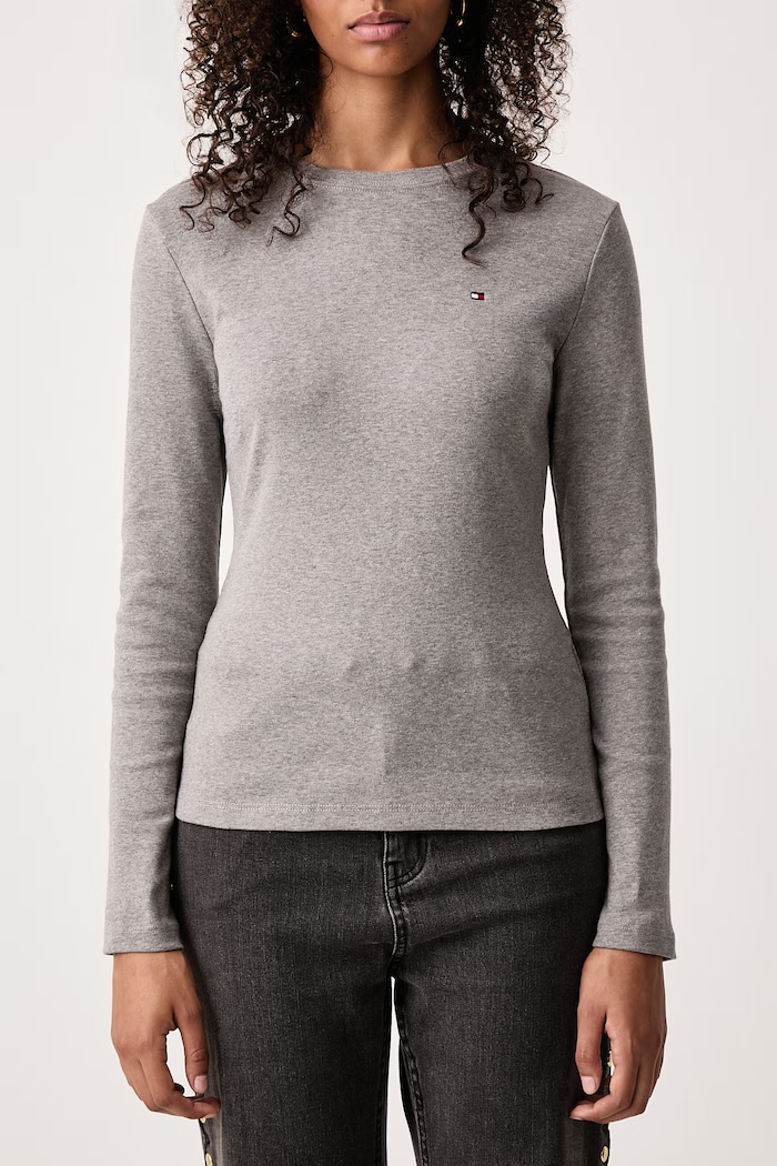 Odzież Tommy Hilfiger Longsleeve damski bawełniany WW0WW53689 szary