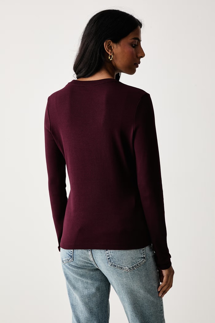 Odjeća Tommy Hilfiger Majica dugih rukava ženska pamučna WW0WW53689 bordo