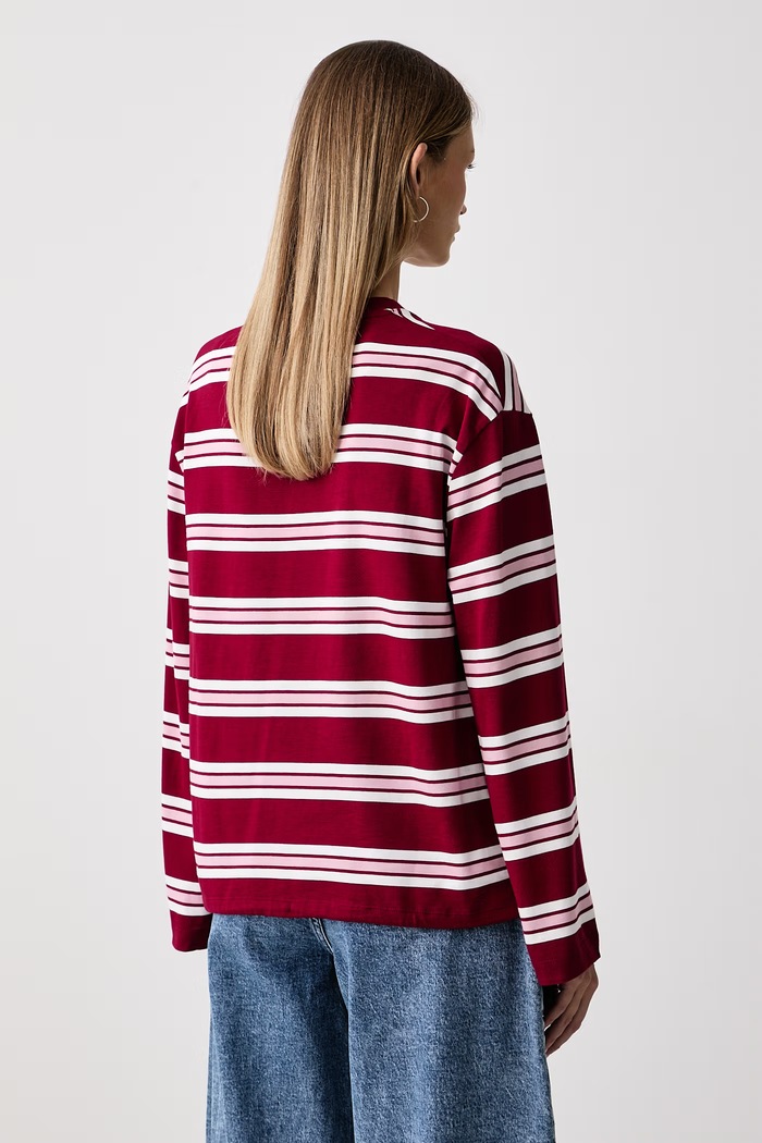 Ρούχα Tommy Hilfiger μακρυμάνικο γυναικείο βαμβακερό WW0WW52362 μπορντό