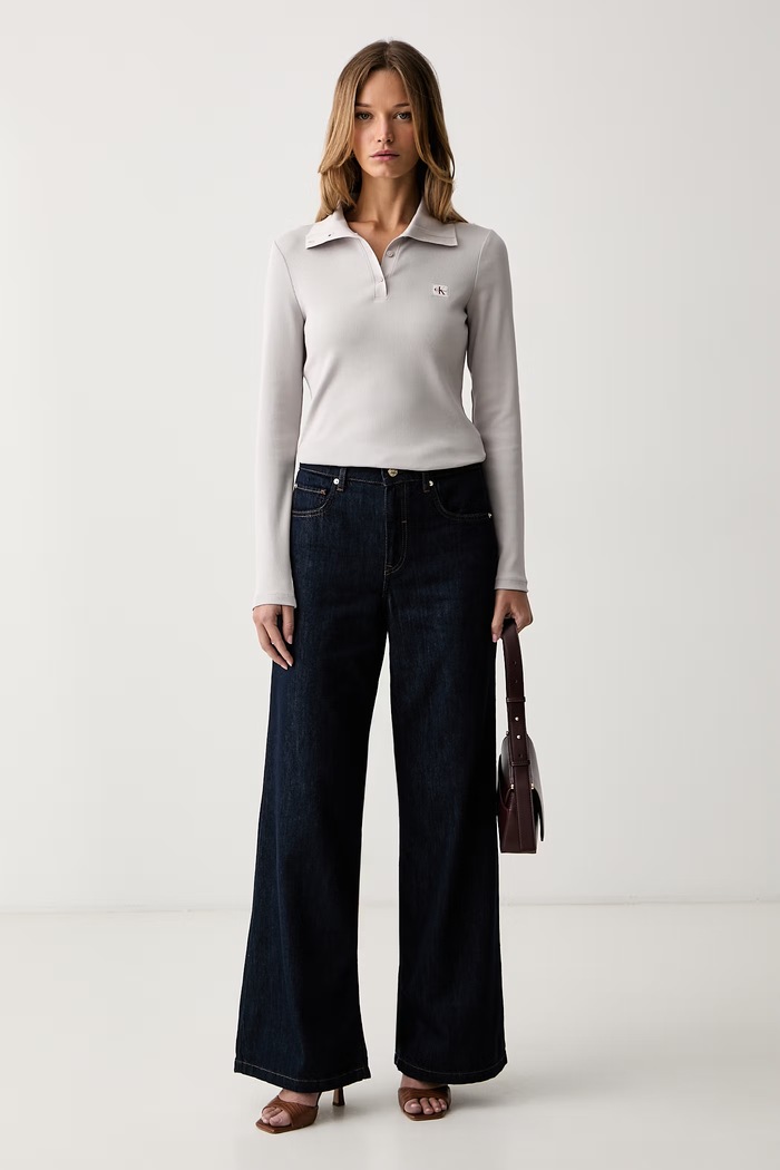 Calvin Klein Jeans tričko s dlouhým rukávem dámské bavlněné s elastanem LV047H203G šedá AW26