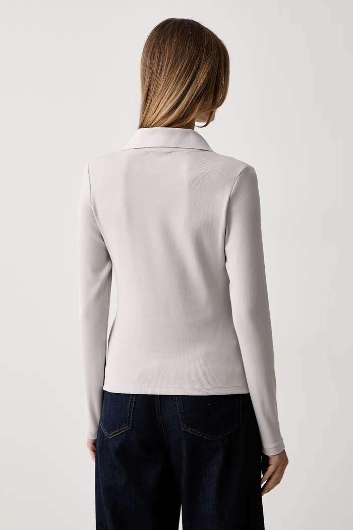 Oblečení Calvin Klein Jeans tričko s dlouhým rukávem dámské bavlněné s elastanem LV047H203G šedá