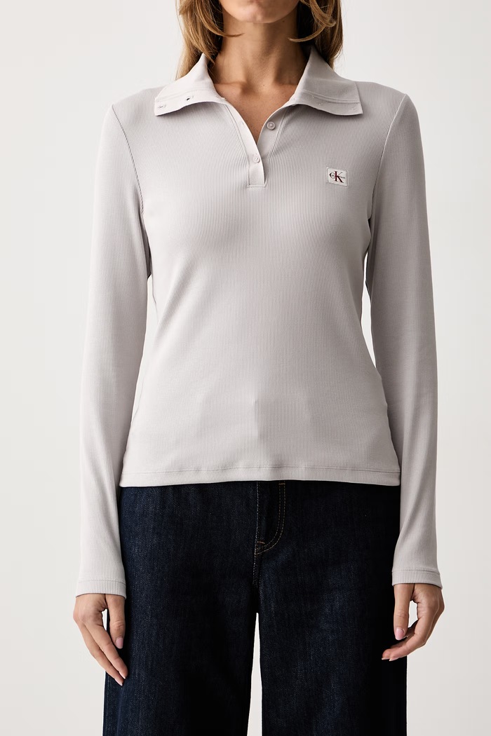 Calvin Klein Jeans tričko s dlouhým rukávem dámské bavlněné s elastanem šedá LV047H203G