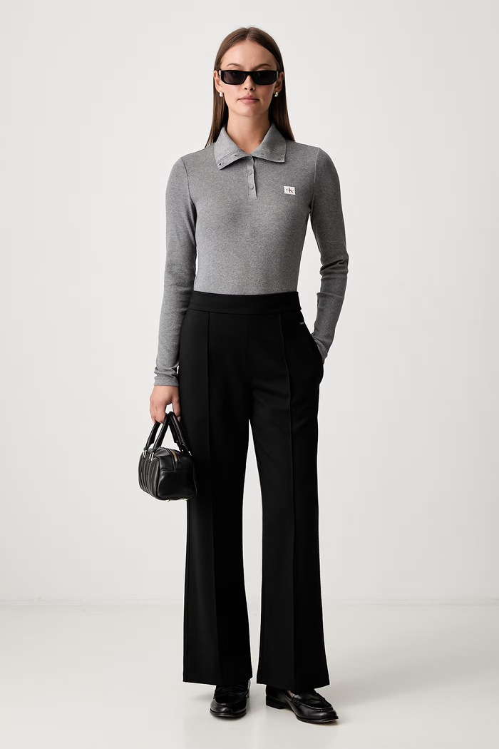 Calvin Klein Jeans longsleeve damski bawełniany z elastanem LV047H203G szary AW26