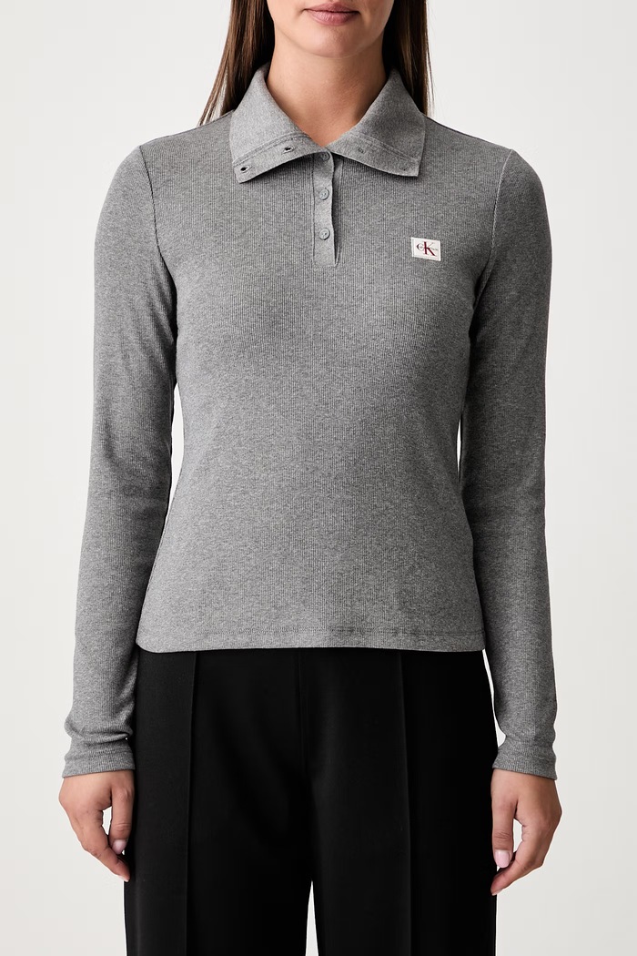 Calvin Klein Jeans longsleeve damski bawełniany z elastanem szary LV047H203G