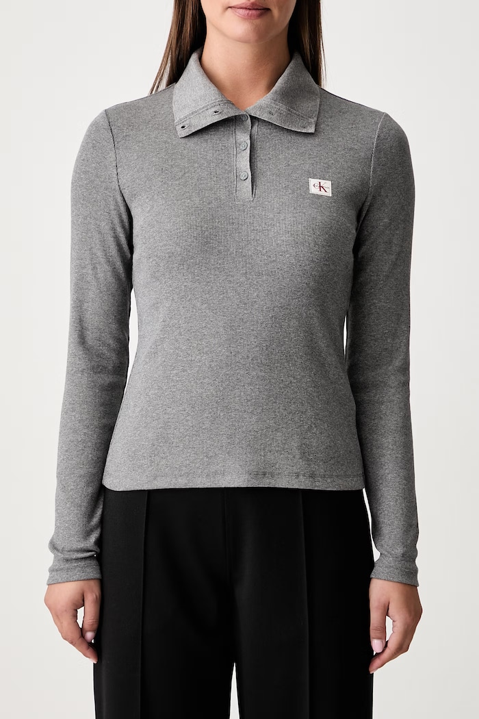 Calvin Klein Jeans longsleeve damski bawełniany z elastanem szary LV047H203G