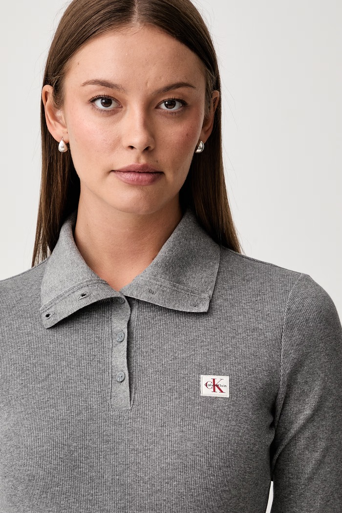 Calvin Klein Jeans longsleeve damski bawełniany z elastanem LV047H203G szary