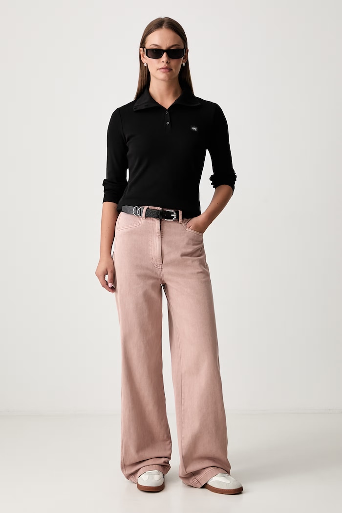 Calvin Klein Jeans longsleeve damski bawełniany z elastanem LV047H203G czarny AW26
