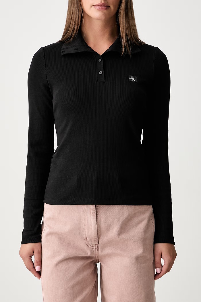 Calvin Klein Jeans longsleeve damski bawełniany z elastanem czarny LV047H203G